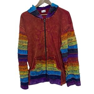 Greater Good Sweatshirt Womens 3XL Colorful Embroidery Rainbow Hippie Festival